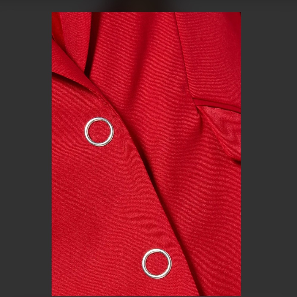 SIMKHAI Hibiscus-Red Snap Wool Boyfriend Blazer Size 2 NWT - Picture 4 of 4